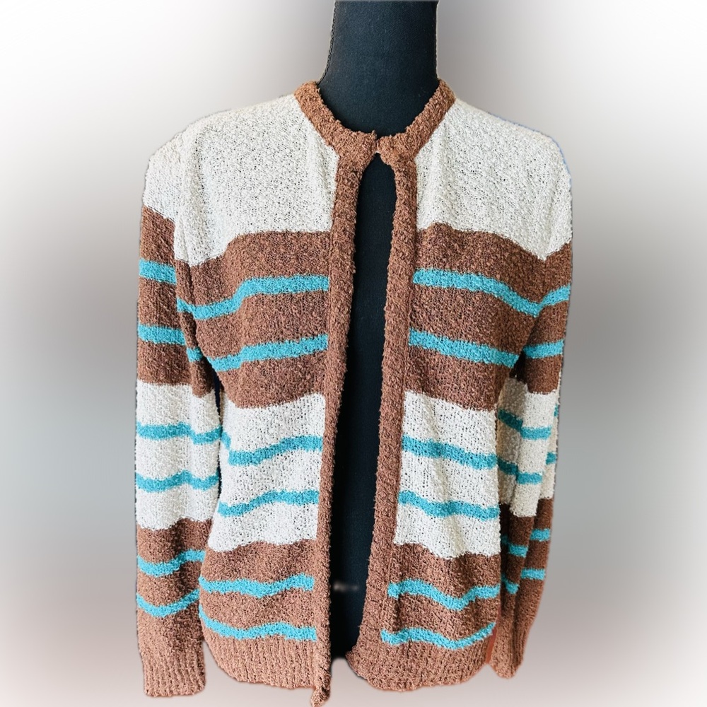 Givenchy Sport Brown, Cream, & Teal Vintage Knit Cardigan